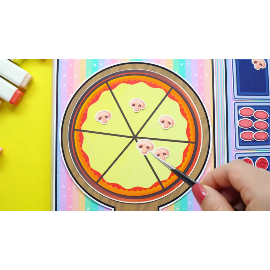 ĐỒ CHƠI NGÔI NHÀ BÚP BÊ GIẤY CẮT THỦ CÔNG DIY - Ngôi nhà của bé Pizza Store In Quiet Book Ngôi nhà búp bê đồ chơi giấy