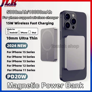 [Jlk] Sạc dự phòng không dây từ tính bằng kim loại 10000mAh Bộ sạc nhanh PD20W mỏng cho Type / USB C iPhone Pin phụ trợ bên ngoài di động cho iPhone 16 15 14 13 S24 Ultra Pura 70 Note 13