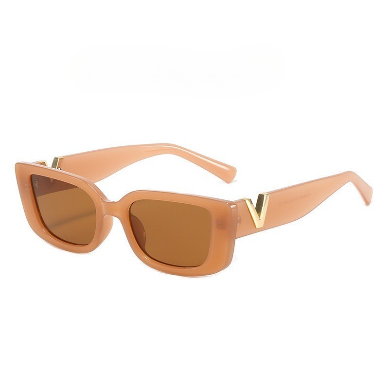 [Yunyuan] Kính Mát Mỹ Hình Chữ V Khung Nhỏ Vuông Hợp Thời Trang Unisex Kính Mát Thời Trang Chụp Ảnh Đường Phố Kính Màu Kẹo