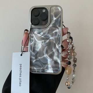 Ốp điện thoại gợn nước viền mạ điện sang trọng cho iPhone15 14 13 12 Pro Max Vỏ bảo vệ camera chống sốc Vỏ cứng mờ đôi iPhone