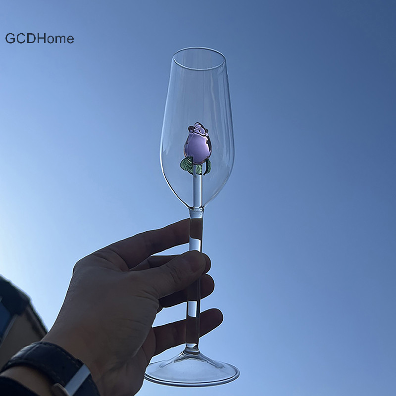 Gcdhome Sáng Tạo 3D Hồng Thủy Tinh Hoa Hồng Tích Hợp Màu Đỏ Trắng Rượu Ly Drinkware Cốc Champagne Sáo Hộ Gia Đình Đáng Yêu Valene Quà Tặng HOT