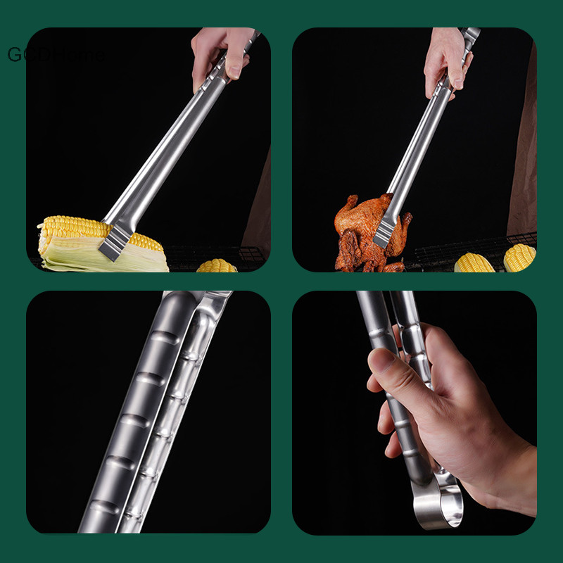 Gcdhome 45CM kẹp nướng inox dài cho cắm trại ngoài trời, nhà bếp, hỗ trợ nấu ăn