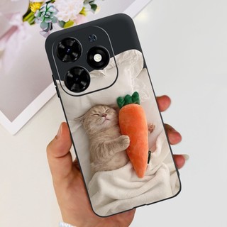 Dành Cho Tecno Spark Go 2024 BG6 Ốp Lưng Hoa Phong Cách Mới Hoạt Hình Silicon Màu Đen Mềm Mại Cho Tecno Pop 8 Pop8 BG6h Vỏ