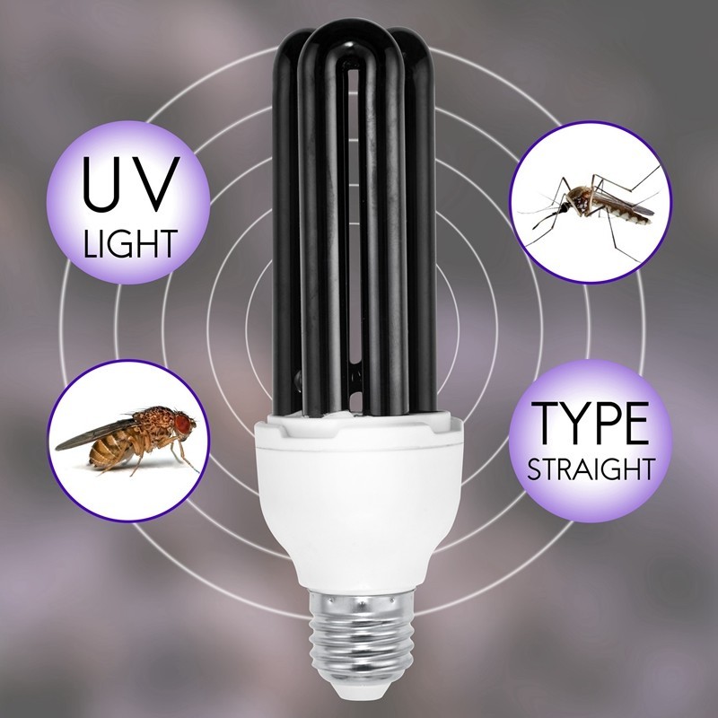 E27 40W UV Tia cực tím huỳnh quang Blacklight CFL Bóng đèn 220V Hình dạng: Công suất thẳng Điện áp: 40W DC 12V