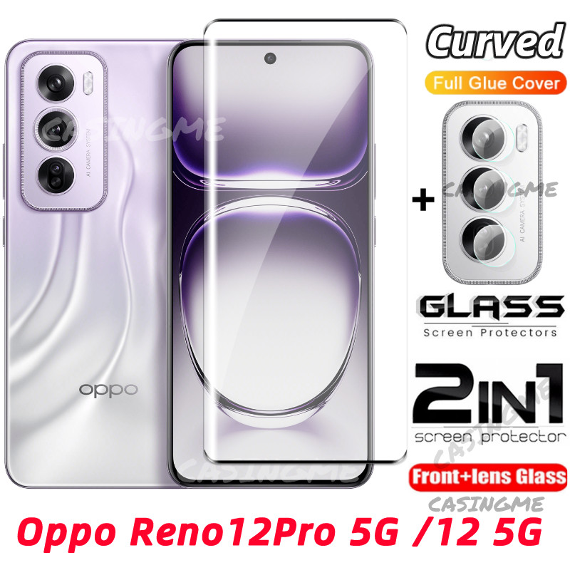 Oppo Reno 13 12Pro 5G 2024 Phim Bảo Vệ Màn Hình 2 Trong 1 Cho Oppo Reno 12 Reno12 OppoReno12 Pro 12Pro Plus 5G 4G 2024 Full Cover Kính Cường Lực Mặt Trước Mặt Sau Ống Kính