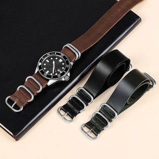 Vintage Mềm Nato Da Đồng Hồ Dây Đeo Top Lớp Da Bò Zulu Đồng Hồ Đa Năng Thay Thế Năm Nhẫn Dây Đeo Tay Cho Nam Nữ 18mm 20mm 22mm Vòng Tay Cổ Điển Retro