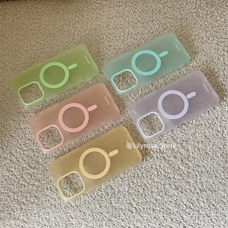 Ốp Từ Tính Bán Trong Suốt Cho Apple iPhone 15 14 13 12 Pro Max Frosting Matte Casing iPhone Hàn Quốc Thẩm Mỹ Tím Hồng Xanh Vàng Xanh Dương Phong Cách Y2K