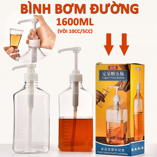 Bình đựng siro bằng nhựa thủy tinh1600ML,có vòi pump định lượng,Bình bơm đường，Nhựa cao cấp