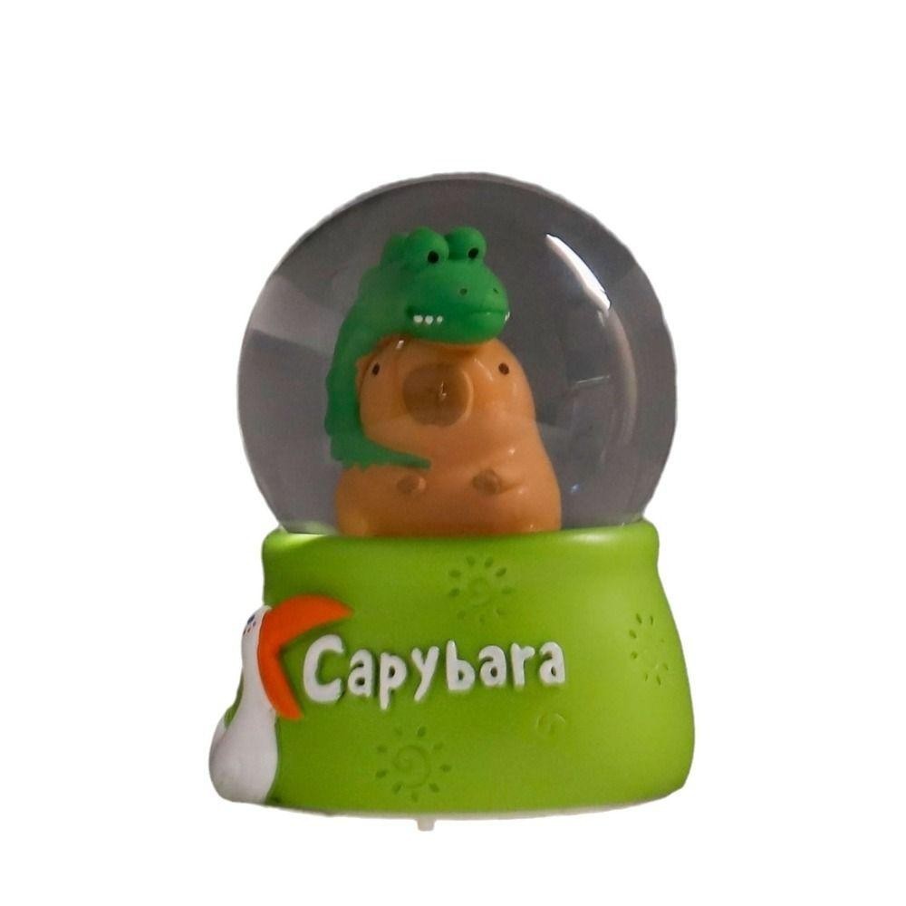 Đồ trang trí búp bê PWSEND, Quả bóng pha lê hoạt hình bằng nhựa Capybara, Kim sa tươi Đèn điện thủ công Phòng ngủ