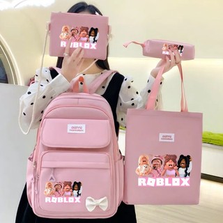 Roblox ba lô nữ đi học đa chức năng Bộ 4 mảnh ba lô dung tích lớn túi đựng bút chì trường hợp học sinh