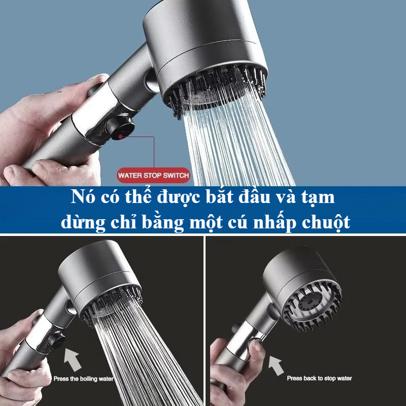 Vòi sen tăng áp ba chế độ áp suất cao,Vòi Sen Tăng Áp Bộ 4IN1,Thiết kế massage đa năng,vòi xịt tăng áp,bộ vòi nước