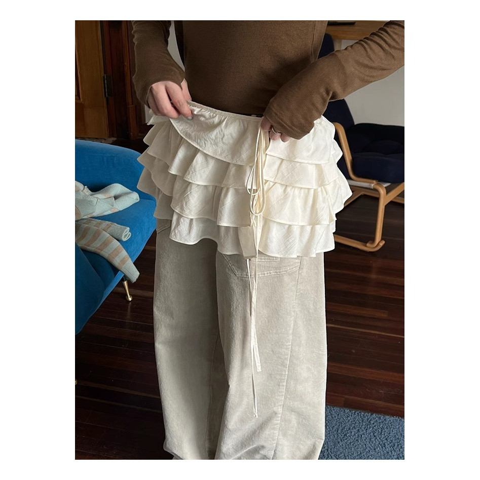 Milyfashion Milky White Mông Rèm Phong Cách Mới Cao Cấp Váy Chữ a