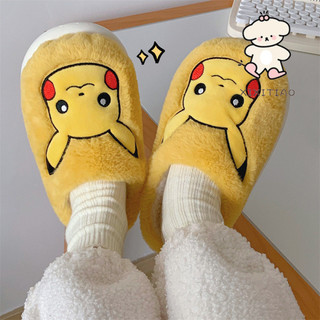 Xixitiao Dép Thu Đông Phong Cách Mới Thời Trang Nhà Thông Thường Pokémon Đồng Thương Hiệu Pikachu Giữ Ấm