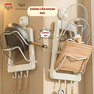 Giá để vung xoong nồi hút chân không bám chắc giá treo nắp nồi kệ để thớt đa năng để thớt NGÓI HOME-GTV03