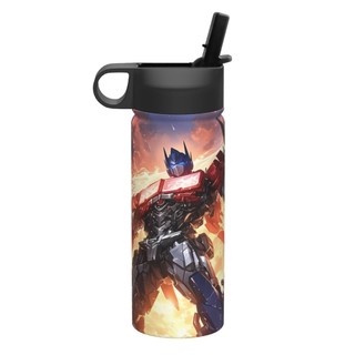 Transformers Bình nước cách nhiệt dung tích lớn có ống hút18OZ, chai nước thể thao 500ML, du lịch, thép không gỉ