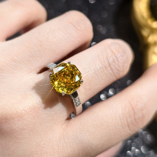 Châu Âu Mỹ ins Phong Cách Mới Kim Cương Vàng Zircon Hình Bát Giác Hoa Hồng Cắt Phù Hợp Với Nữ