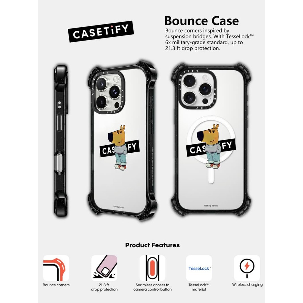 Casetify X Chill as CASETiFY Case Bounce Case Hút từ tính Mặt sau Acrylic cứng cho Apple IPhone 14 / 15 / 16 Pro Max với bao bì cao cấp