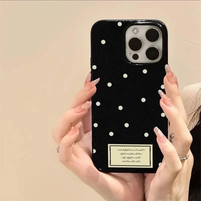 Ốp Điện Thoại Chấm Bi Màu Đen Cho iPhone 16 Pro Max 15 14 13 12 11 X XR XS Max 16E 7 8 Plus SE2020 Vỏ Mềm Chống Sốc