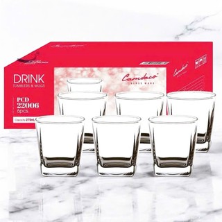 BỘ 6 LY THỦY TINH VUÔNG NHỎ CẨM ĐẠT - DUNG TÍCH 275ML PCD22006 - Trường An VN