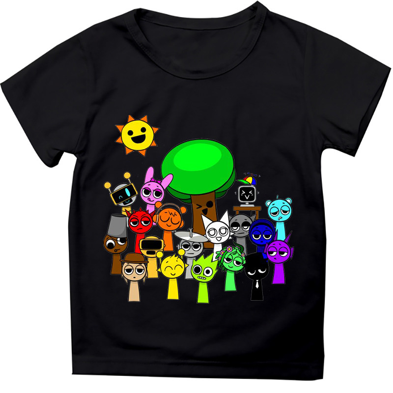 2025 Sprunki Game Áo Thun Cho Trẻ Em Incredibox In Hình Hoạt Hình Tay Ngắn Mùa Hè Thường Ngày Hàng Đầu