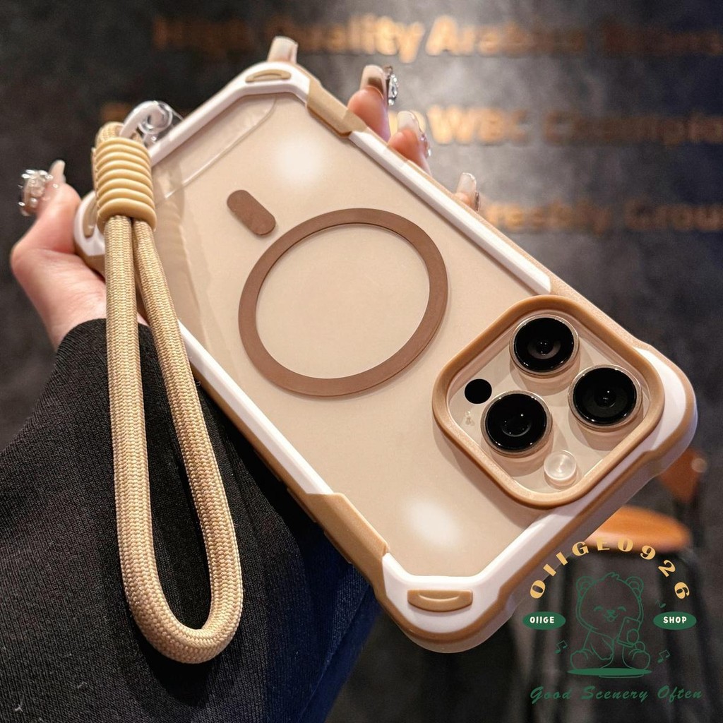 [Vỏ dây buộc] Vỏ điện thoại acrylic từ tính chống rơi iphone16 Pro Max 15 14 13 12 11 cho vỏ iPhone vỏ mềm TPU chống sốc