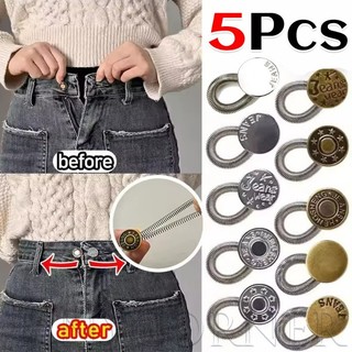 Bộ 5 Nút Mở Rộng Eo Kim Loại Cho Quần Jean, Bộ Mở Rộng Dây Thắt Lưng Có Thể Thu Vào Có Thể Điều Chỉnh Không Cần May, Bộ Mở Rộng Nút Mùa Xuân 2-3CM Cho Quần