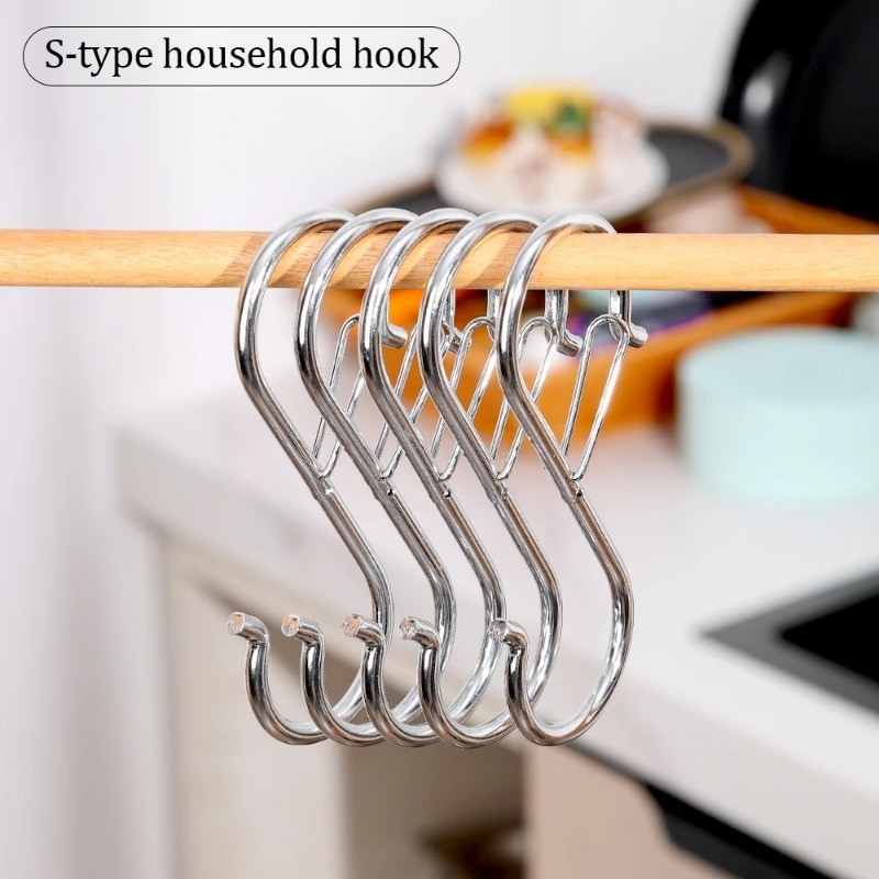 5 / 10 / 20 Chiếc Hình Chữ S Thép Không Gỉ Chịu Lực Kim Loại Treo Móc Trên Giá Dụng Cụ Dụng Cụ Móc Treo Cửa Cho Nhà Bếp