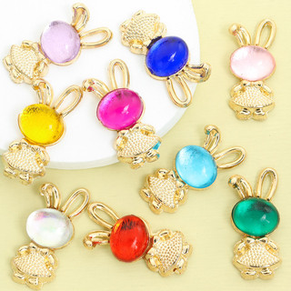 10 chiếc Bùa hợp kim thỏ dễ thương với khảm thủy tinh 9 màu, Bông tai vòng cổ sang trọng Móc khóa DIY Thắt nơ Bunny Mặt dây chuyền - Hoàn hảo cho lễ Phục sinh Trang trí treo tường tại nhà & tiệc