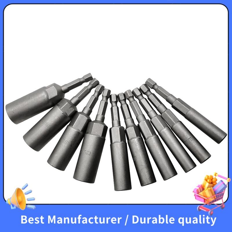 10 Cái 5.5mm-14mm Hex Ổ Cắm Tay Đầu Phun Đai Ốc Bộ Trình Điều Khiển Ổ Cắm Cờ Lê Bộ Cho Máy Khoan Điện Trình Điều Khiển Tác Động Tua Vít Điện Tay Cầm Dụng Cụ