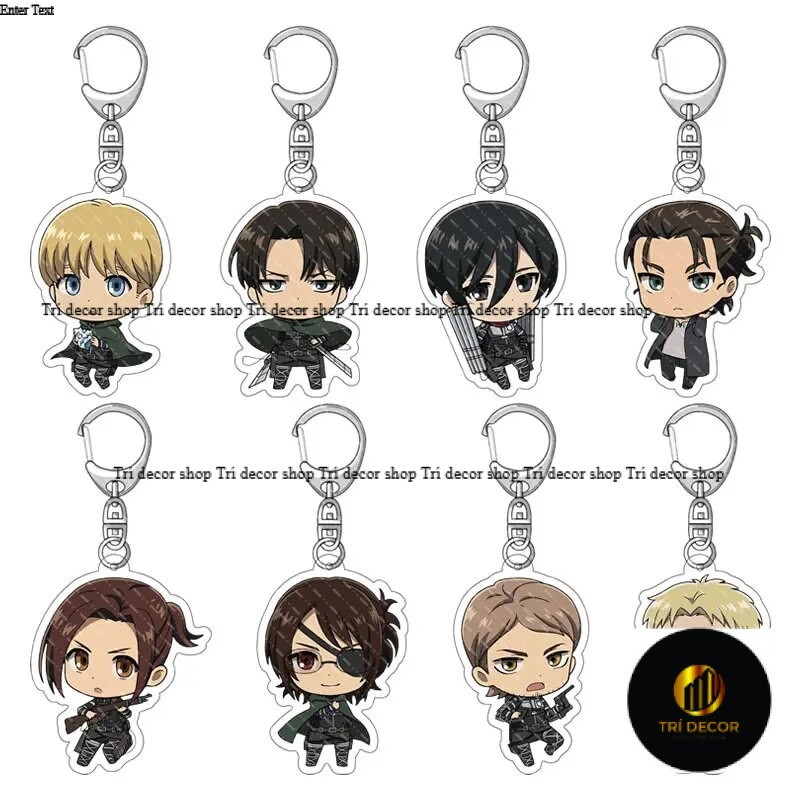 Móc khóa Attack on Titan Erwin Hange LEvi Eren Army Mikasa Jean Sasha 24 Phụ kiện trang trí túi xách Balo