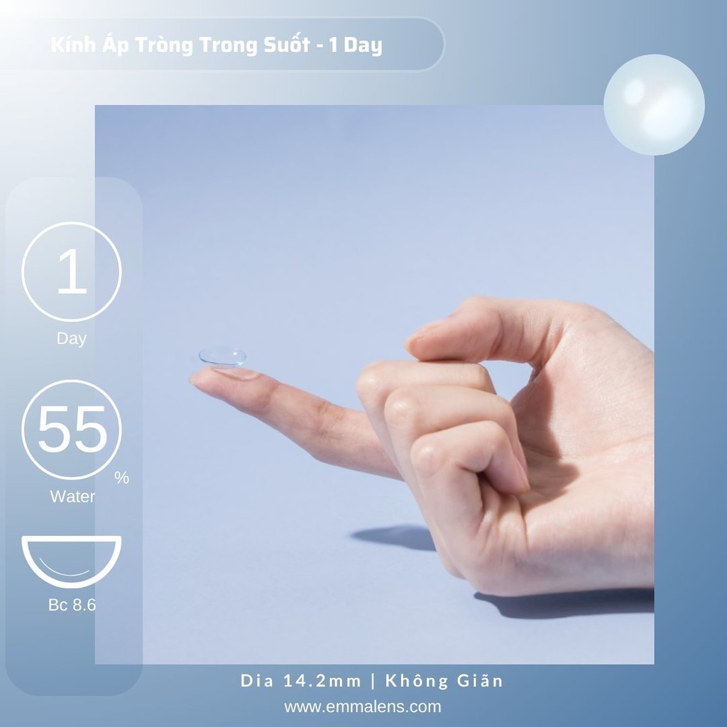 Lens Trong Suốt 1 ngày MPC Silicon Hydrogel Cấp Ẩm | Kính Áp Tròng 1 Day 24h Siêu Ẩm | Emma Lens