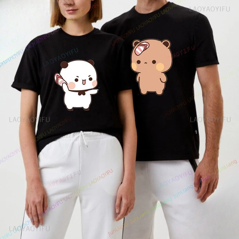 2024 Bubu & Dudu Goth Sữa Và Mocha Áo Phông Cho Cặp Đôi Bông Tai Kẹp Thời Trang Cho Áo Sơ Mi Nữ