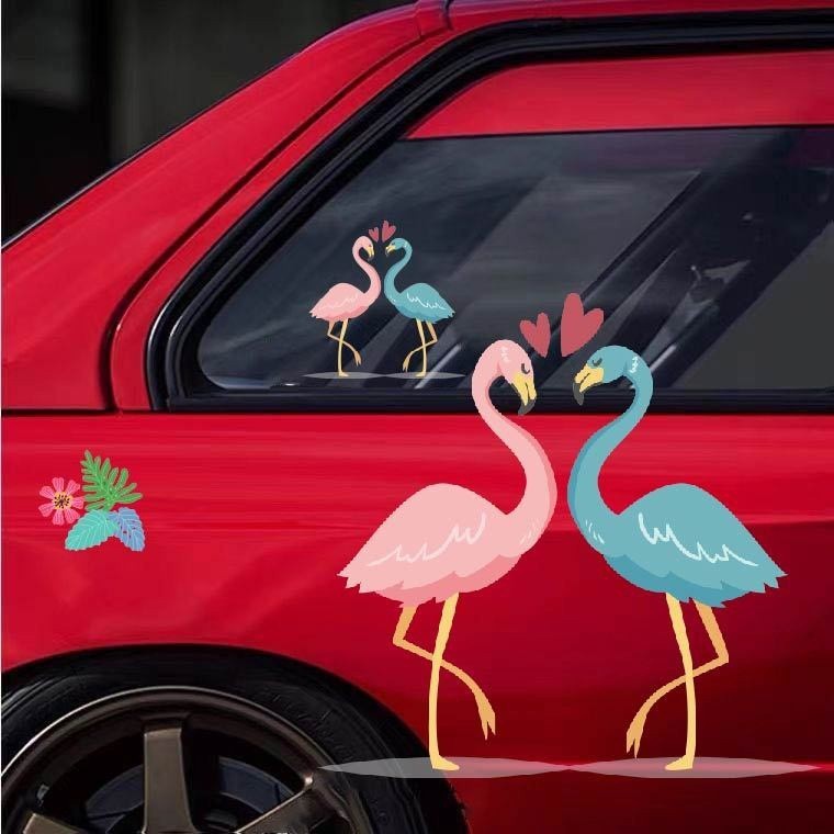 Nhãn dán xe hơi HL Flamingo Nhãn dán dưa hấu hoa Nhãn dán trang trí ô tô, xe máy, sửa đổi làm đẹp, nhãn dán chống thấm