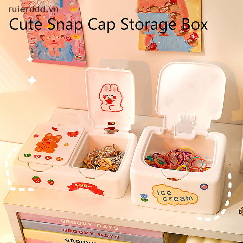 # NEW # Hộp sắp xếp bàn hoạt hình Nút Hộp đựng mỹ phẩm có nắp Hộp đựng đồ trang sức Hộp đựng mỹ phẩm.