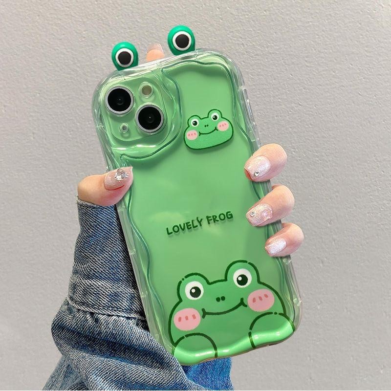 Ốp Tai Mèo Mắt Ếch 3D Dễ Thương Cho Samsung Galaxy A13 A53 A33 A73 A23 A05 A54 A14 A34 A24 A05 A05S A15 A55 A52 A72 Ốp Điện Thoại Viền Cong Thời Trang Trong Suốt