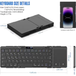 Bàn phím có thể gập lại bằng hợp kim Jomaa Bluetooth Màn hình mức pin Bàn phím gấp không dây có thể sạc lại với bàn di chuột / Miếng đệm số — ảnh 5