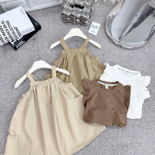 S41-[tomnaukid] Set áo viền bèo phối váy thô bèo bí ngô cho bé gái - Size 9-30Kg