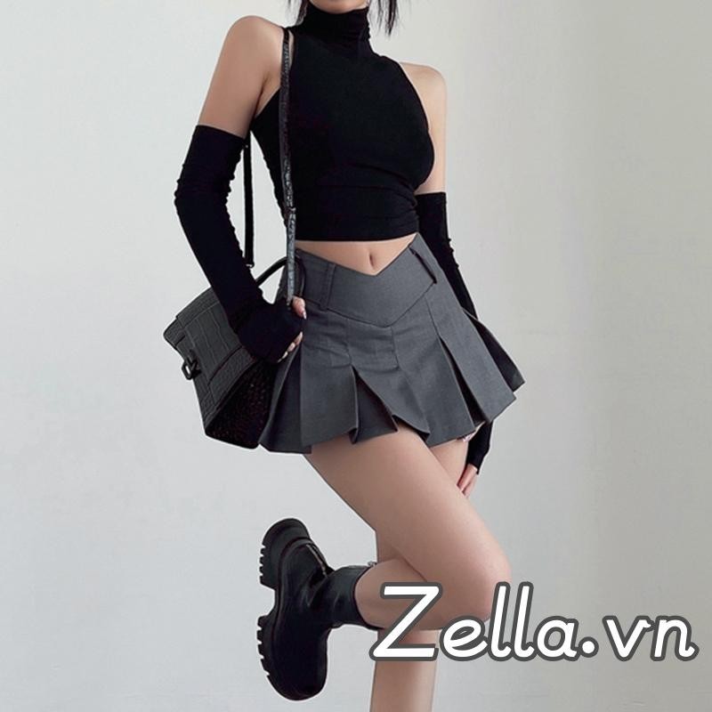 Váy Mini Nữ Màu Trơn Cao Cấp Lót Quần Short Mùa Hè Váy Xếp Ly Chữ A Thường Ngày