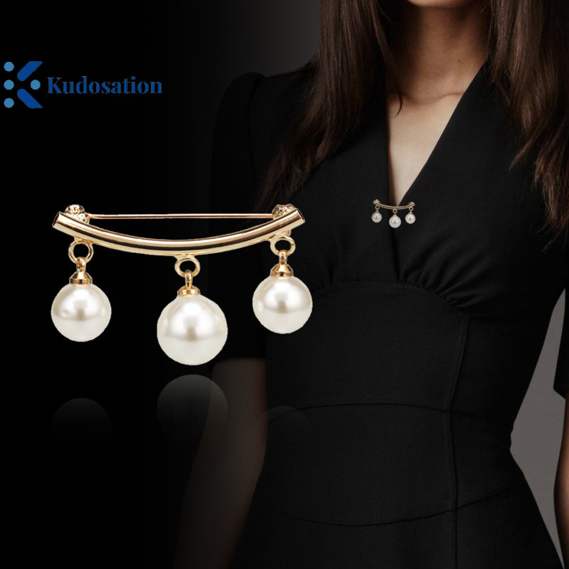Kudosation Ngọc Trai Thời Trang Cố Định Dây Đeo Quyến Rũ An Toàn Pin Trâm Áo Len Cardigan Kẹp Dây Xích