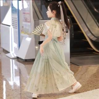 Váy mặt ngựa bé gái Hanfu 2024 Bộ đồ bé gái Phong cách Trung Quốc Trang phục cổ đại Ming Made Tang Phù hợp với trẻ em Hanfu Váy mặt ngựa bé gái Hanfu 2024 Bộ đồ bé gái Phong cách Trung Quốc Trang phục cổ đại Ming Made Tang Suit Trẻ em Hanfu 6.18