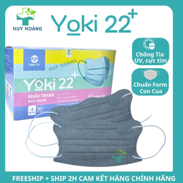 [Sỉ Thùng 500 Cái] Khẩu trang Cua Yoki 22+, khẩu trang y tế con cua kiểu dáng KF94 4 lớp dày dặn