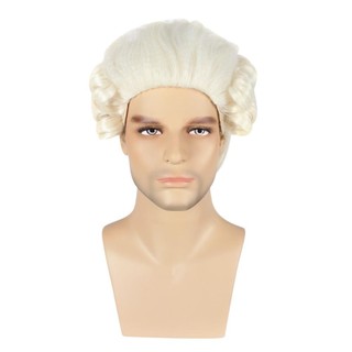 WEETW Baroque Cosplay Tóc Giả Xoăn, Cao Cấp Lịch Sử Luật Sư Thẩm Phán Tóc Giả, Sân Khấu Halloween Xám Nam Tóc Giả Trang Phục Nam Tóc Giả Trang Phục Đảng