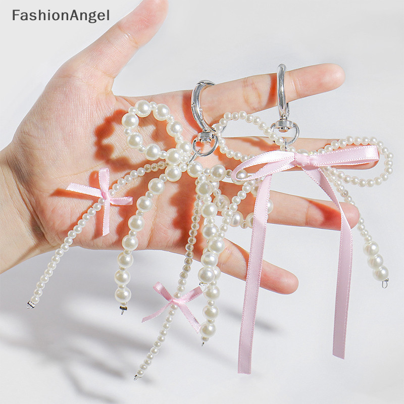 Fashionangel Hàn Quốc Nơ Ngọt Móc Khóa Ngọc Trai Ruy Băng Nơ Móc Khóa Y2K Thẩm Mỹ Chìa Khóa Cho Bé Gái Túi Mặt Dây Chuyền Phụ Kiện Quà Tặng TH