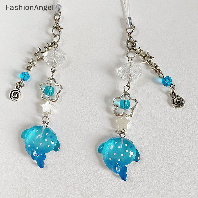 FashionAngel Dễ Thương Mô Phỏng Biển Điện Thoại Di Động Dây Xích Thủ Công Đính Hạt Móc Khóa Phụ Kiện Cá Quyến Rũ Thẩm Mỹ Y2k Độc Đáo TH