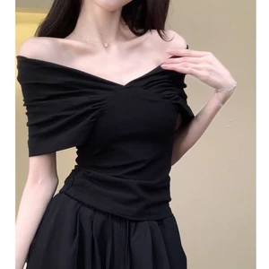 Áo cộc tay nữ trễ vai mùa hè ôm body dáng croptop hàng QCCC tiểu thư sang chảnh XIMIMI SP180