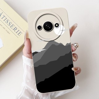 Dành Cho Xiaomi Redmi A3 Vỏ Hoa Nghệ Thuật Sơn Vuông Silicon Bảo Vệ Ống Kính Cho Xiomi Redmi A3 RedmiA3 4G Ốp Lưng