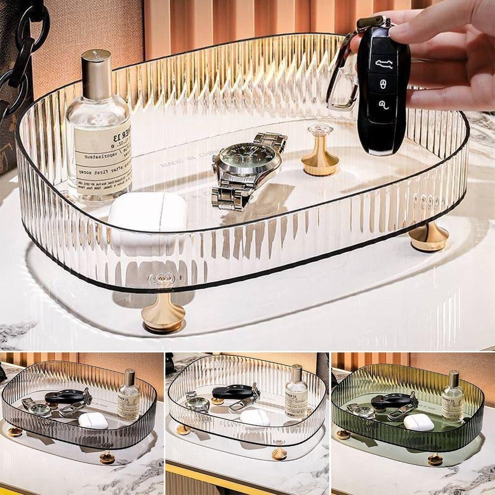 Bộ sắp xếp mặt bàn WANYEDI, Hộp đựng nước hoa trang điểm chống trượt trong suốt, Đa chức năng có đế vàng Hộp đựng mỹ phẩm dung tích lớn tại nhà