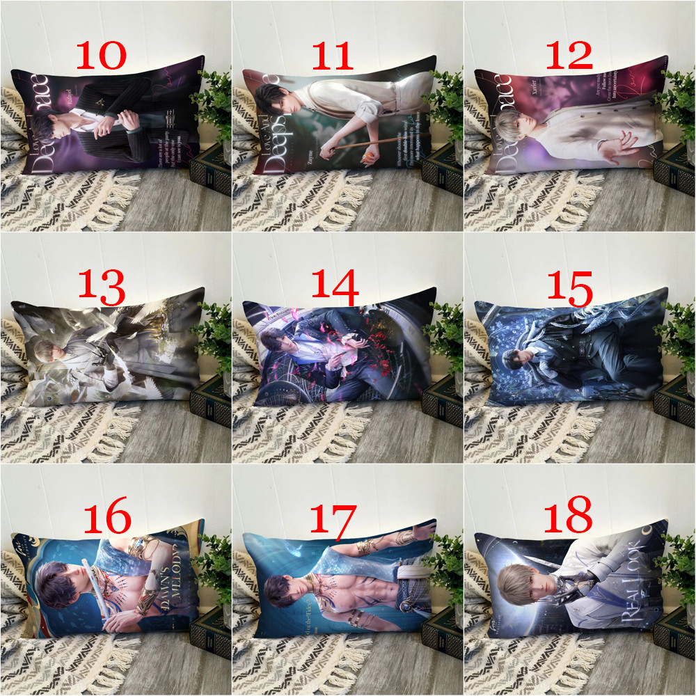 Vỏ gối hình chữ nhật Love and Deepspace Rafayel, Xavier và Zayne Vỏ đệm Polyester in một mặt Trang trí nội thất Món quà tốt nhất (Không có lõi)