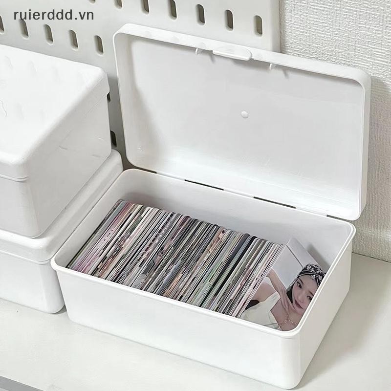 # ruierdd # Hộp đựng bông lật trong suốt Hộp đựng trang điểm Hộp đựng thẻ thần tượng Photocard Hộp đựng chống bụi.