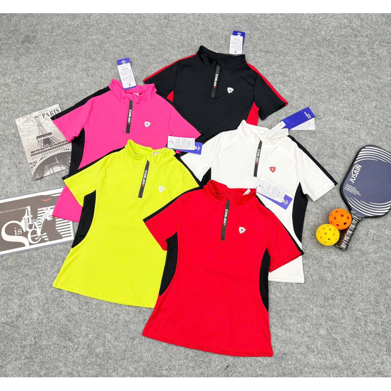[PICKLEBALL] ÁO NGẮN TAY CỔ KÉO KHÓA QUẢNG CHÂU CAO CẤP CHƠI PICKLEBALL GOLF TENNIS NỮ